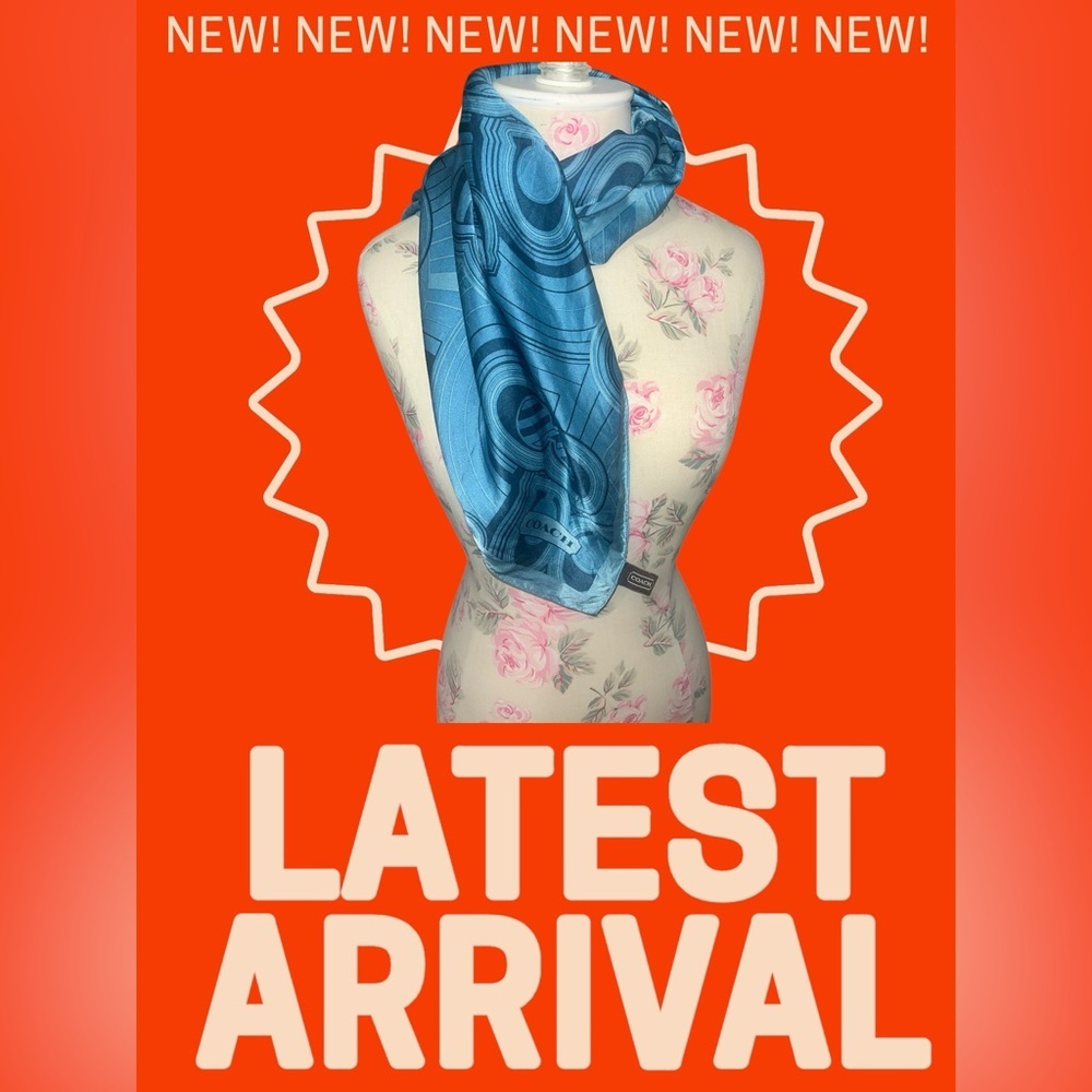 Beautiful Coach Signature Logo 100%  Silks Tonal Blues - Picture 4 of 8